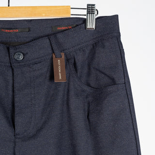 Alberto Navy Brushed Herringbone 1647 Stone Trousers 4
