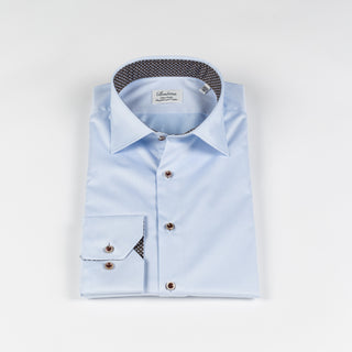 Stenstrom Light Blue Contrast Twill Shirt 4