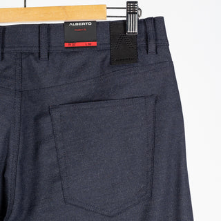 Alberto Navy Brushed Herringbone 1647 Stone Trousers 7