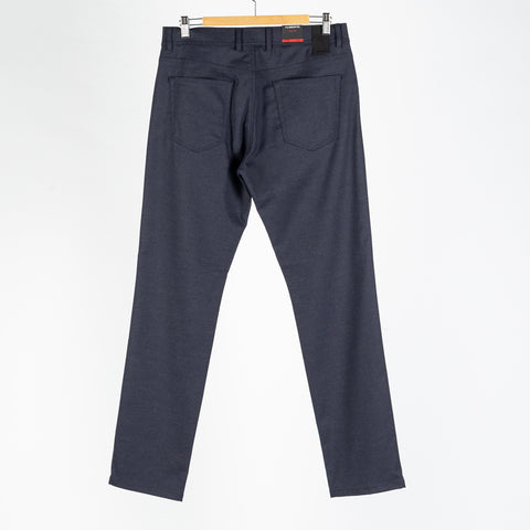Alberto Navy Brushed Herringbone 1647 Stone Trousers 5