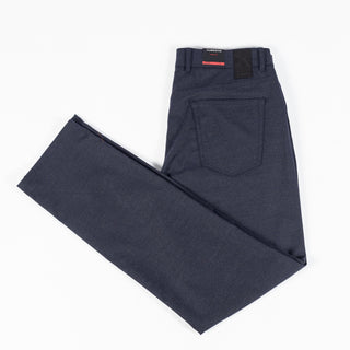 Alberto Navy Brushed Herringbone 1647 Stone Trousers 9
