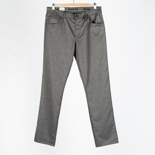 Alberto Charcoal Brushed Herringbone 1647 Stone Trousers 1