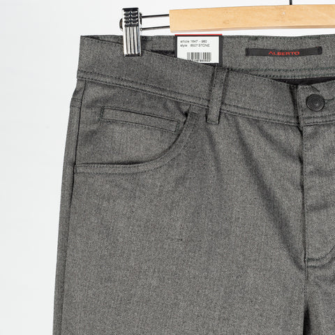 Alberto Charcoal Brushed Herringbone 1647 Stone Trousers 3