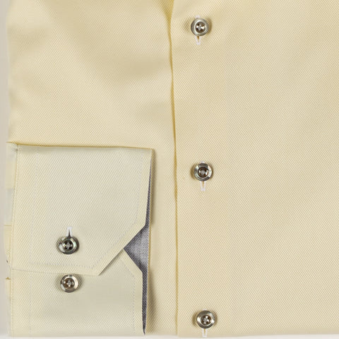 Stenstrom Light Yellow Contrast Twill Shirt 3