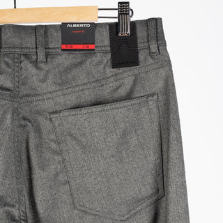 Alberto Charcoal Brushed Herringbone 1647 Stone Trousers 7
