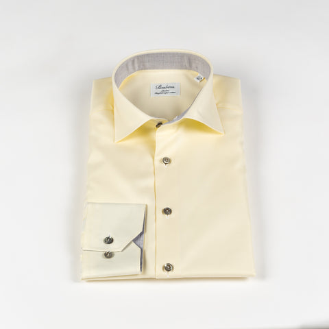 Stenstrom Light Yellow Contrast Twill Shirt 4