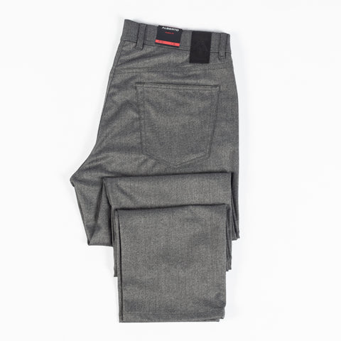 Alberto Charcoal Brushed Herringbone 1647 Stone Trousers 8