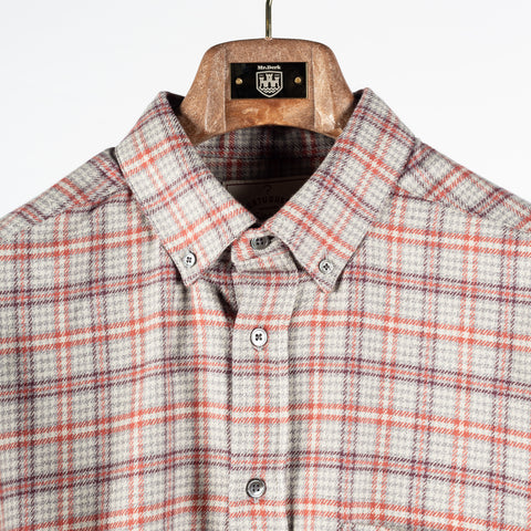 Portuguese Flannel Grey / Bordeaux Cedar Button Up Shirt 7