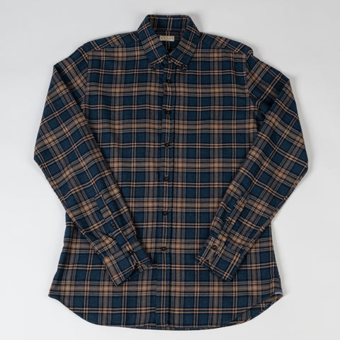 Xacus Navy & Tan Checked Pattern Dress Shirt 1