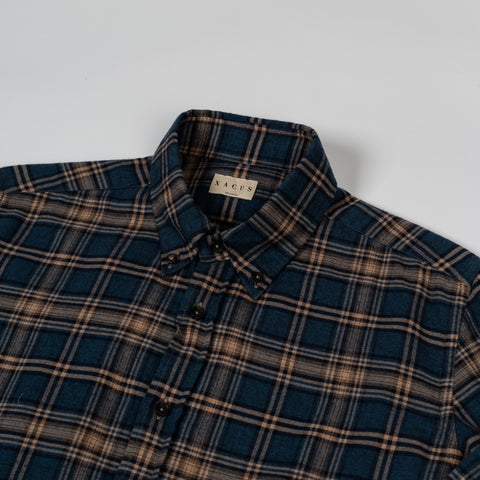 Xacus Navy & Tan Checked Pattern Dress Shirt 2