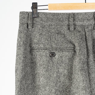 Portuguese Flannel Grey Single Pleat Herringbone Trousers — alternate angle 7