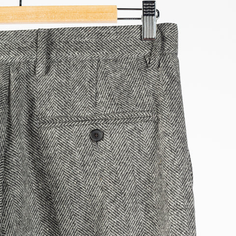 Portuguese Flannel Grey Single Pleat Herringbone Trousers — alternate angle 8