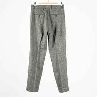 Portuguese Flannel Grey Single Pleat Herringbone Trousers — alternate angle 6