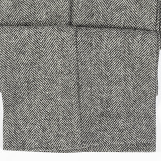 Portuguese Flannel Grey Single Pleat Herringbone Trousers — fabric detail