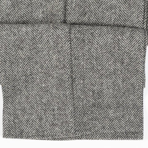 Portuguese Flannel Grey Single Pleat Herringbone Trousers — fabric detail