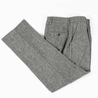 Portuguese Flannel Grey Single Pleat Herringbone Trousers — alternate angle 10