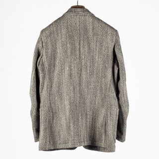 Drake's Black and White Tweed Western Games Blazer seen from the back with its centre vent.