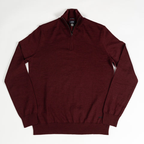 Joop Burgundy Wool Quarter Zip Sweater 1