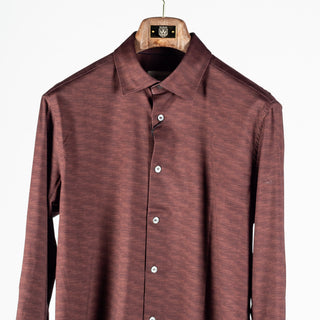 Bugatchi Mahogany Stretch Collared Shirt, placket detail