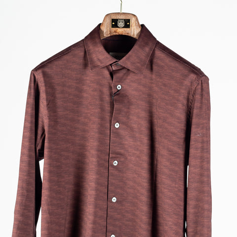 Bugatchi Mahogany Stretch Collared Shirt, placket detail