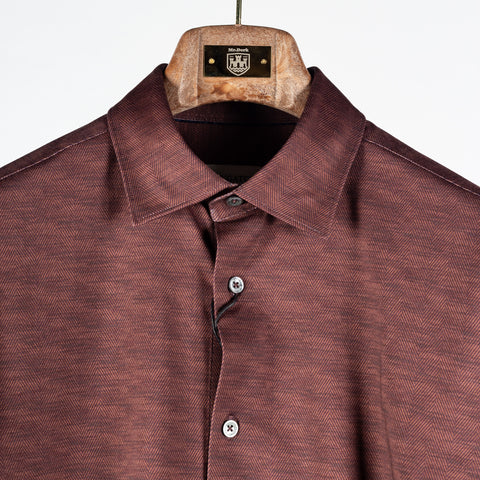 Bugatchi Mahogany Stretch Collared Shirt, styled detail