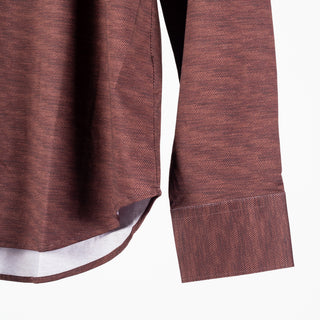 Bugatchi Mahogany Stretch Collared Shirt, collar detail