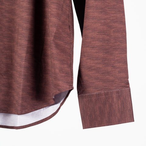 Bugatchi Mahogany Stretch Collared Shirt, collar detail