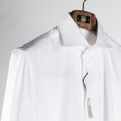 Bugatchi White Cotton Dress Shirt, fabric detail
