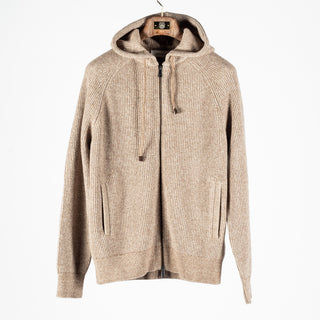 Bugatchi Tobacco Ribbed Full Zip Hoodie