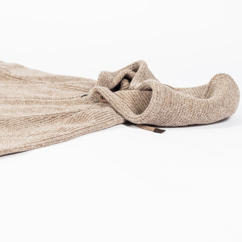 Bugatchi Tobacco Ribbed Full Zip Hoodie, side view