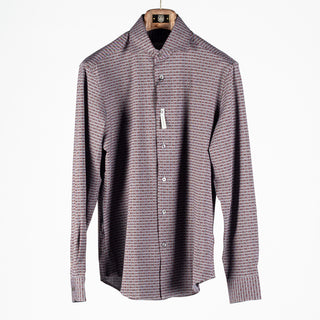 Bugatchi Black Grey and Burgundy Geometric Stretch Shirt