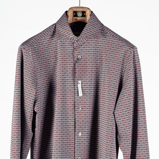 Bugatchi Black Grey and Burgundy Geometric Stretch Shirt, placket detail