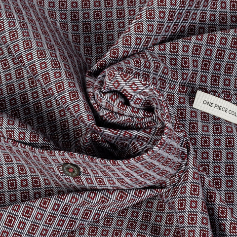 Bugatchi Black Grey and Burgundy Geometric Stretch Shirt, back view