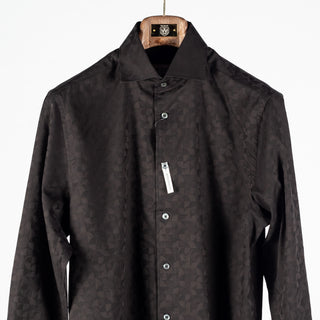 Bugatchi Black Patterned Cotton Dress Shirt, placket detail