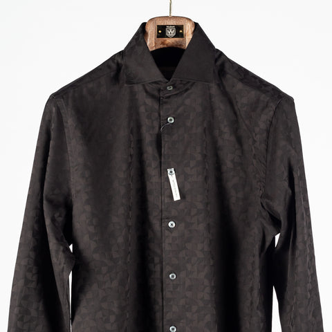 Bugatchi Black Patterned Cotton Dress Shirt, placket detail