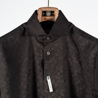 Bugatchi Black Patterned Cotton Dress Shirt, styled detail