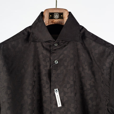 Bugatchi Black Patterned Cotton Dress Shirt, styled detail