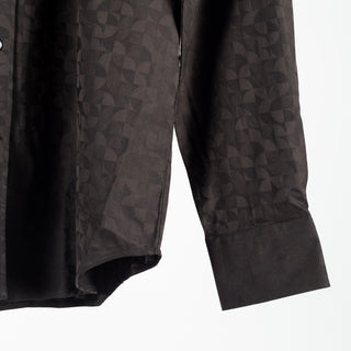 Bugatchi Black Patterned Cotton Dress Shirt, collar detail