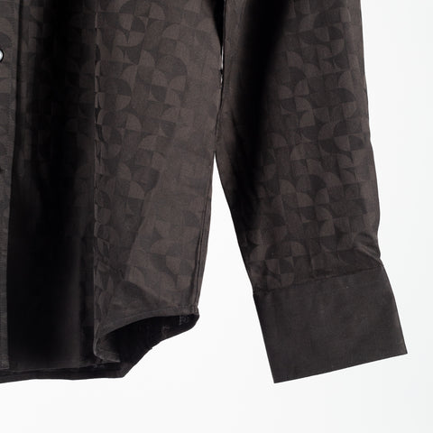 Bugatchi Black Patterned Cotton Dress Shirt, collar detail