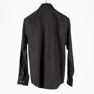Bugatchi Black Patterned Cotton Dress Shirt, cuff detail