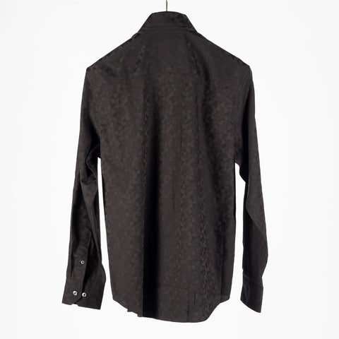 Bugatchi Black Patterned Cotton Dress Shirt, cuff detail