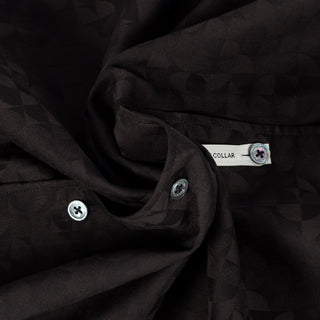Bugatchi Black Patterned Cotton Dress Shirt, back view