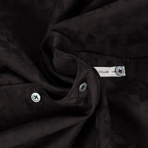 Bugatchi Black Patterned Cotton Dress Shirt, back view