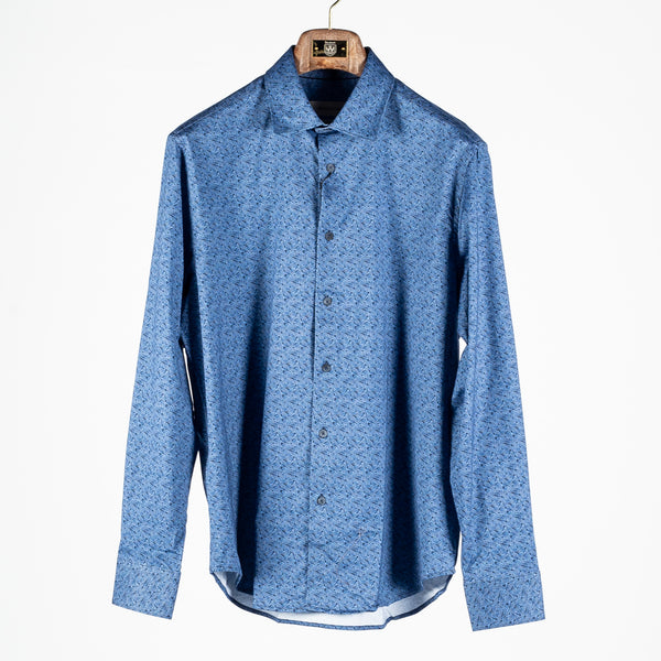 Navy Geometric Stretch Sport Shirt