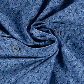 Bugatchi Navy Geometric Stretch Sport Shirt, back view