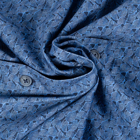 Bugatchi Navy Geometric Stretch Sport Shirt, back view
