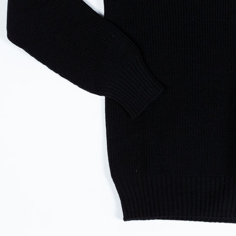 Gran Sasso Black Purl Knit Rain Wool Crewneck Sweater 3