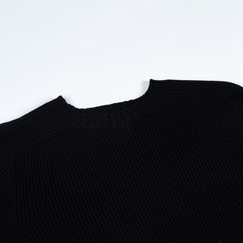 Gran Sasso Black Purl Knit Rain Wool Crewneck Sweater 2