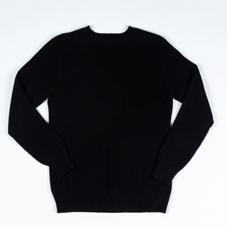 Gran Sasso Black Purl Knit Rain Wool Crewneck Sweater 1