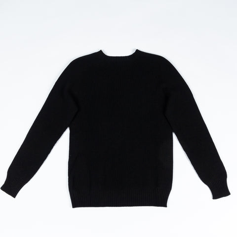 Gran Sasso Black Purl Knit Rain Wool Crewneck Sweater 5